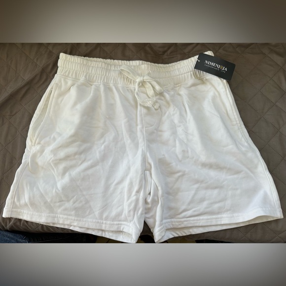NIMENJOJA Mens 5.5" M Gym Shorts Cotton Jog Workout Lounge Jersey Zipper Pocket - Picture 1 of 8